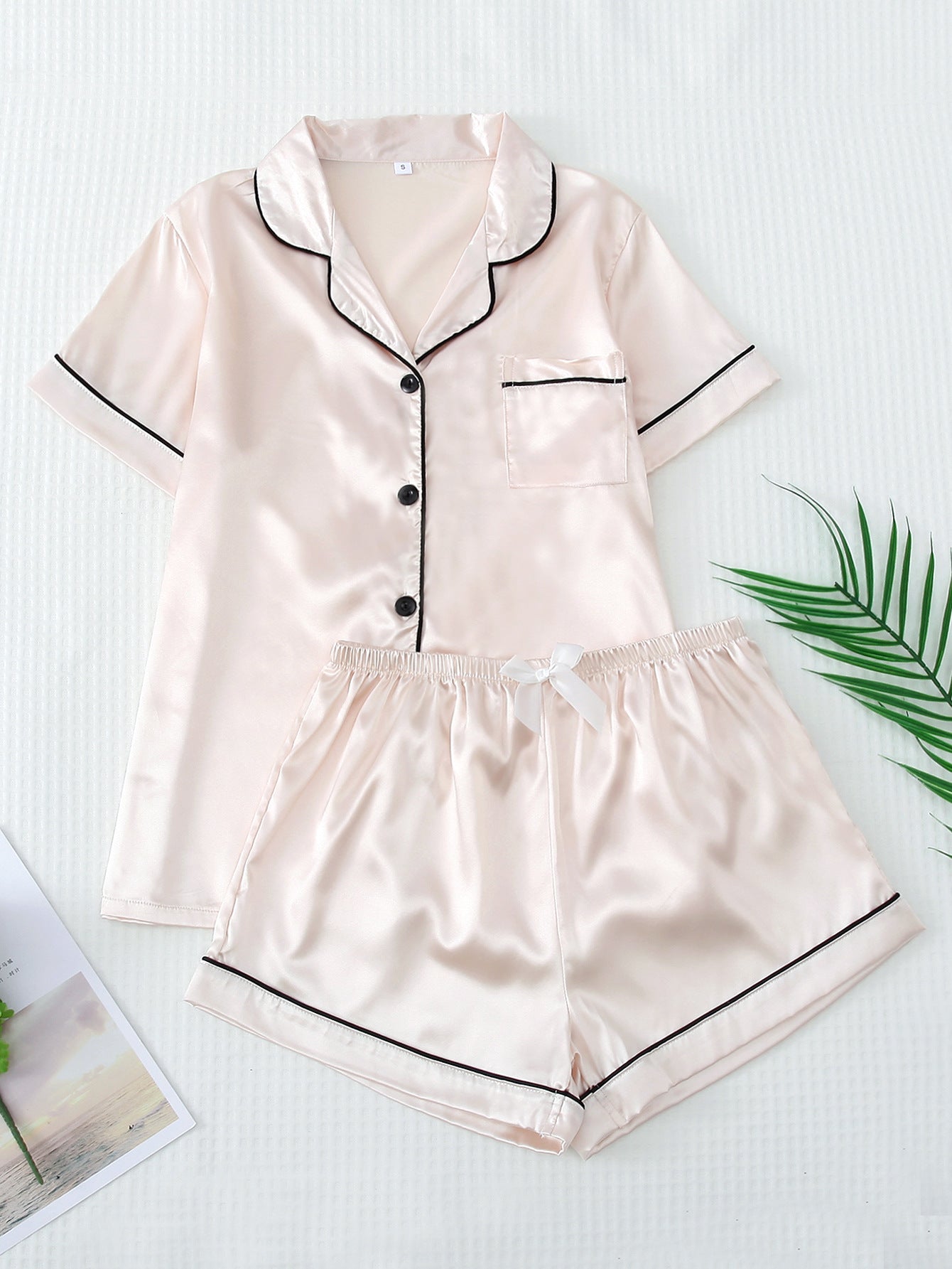Short Sleeve Home Pajamas Women's Satin Multi-color