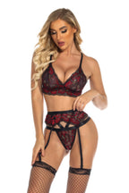 La Belle Fantastique Lovely Lace Low Cut Sexy Lingerie (3 Piece Set)