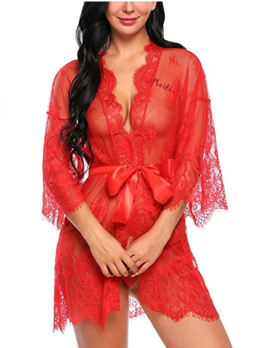 Openwork lace cardigan long-sleeved lingerie
