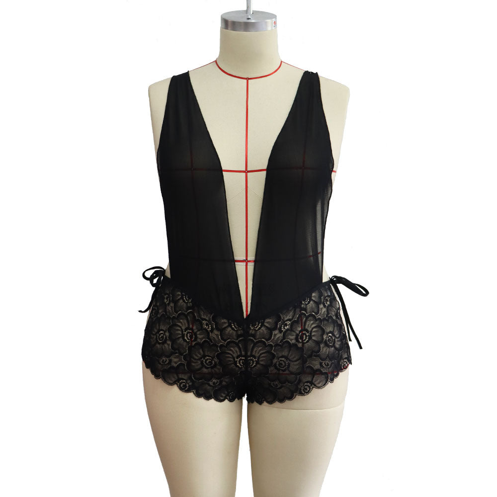 Encantador camisón de una pieza talla grande sexy