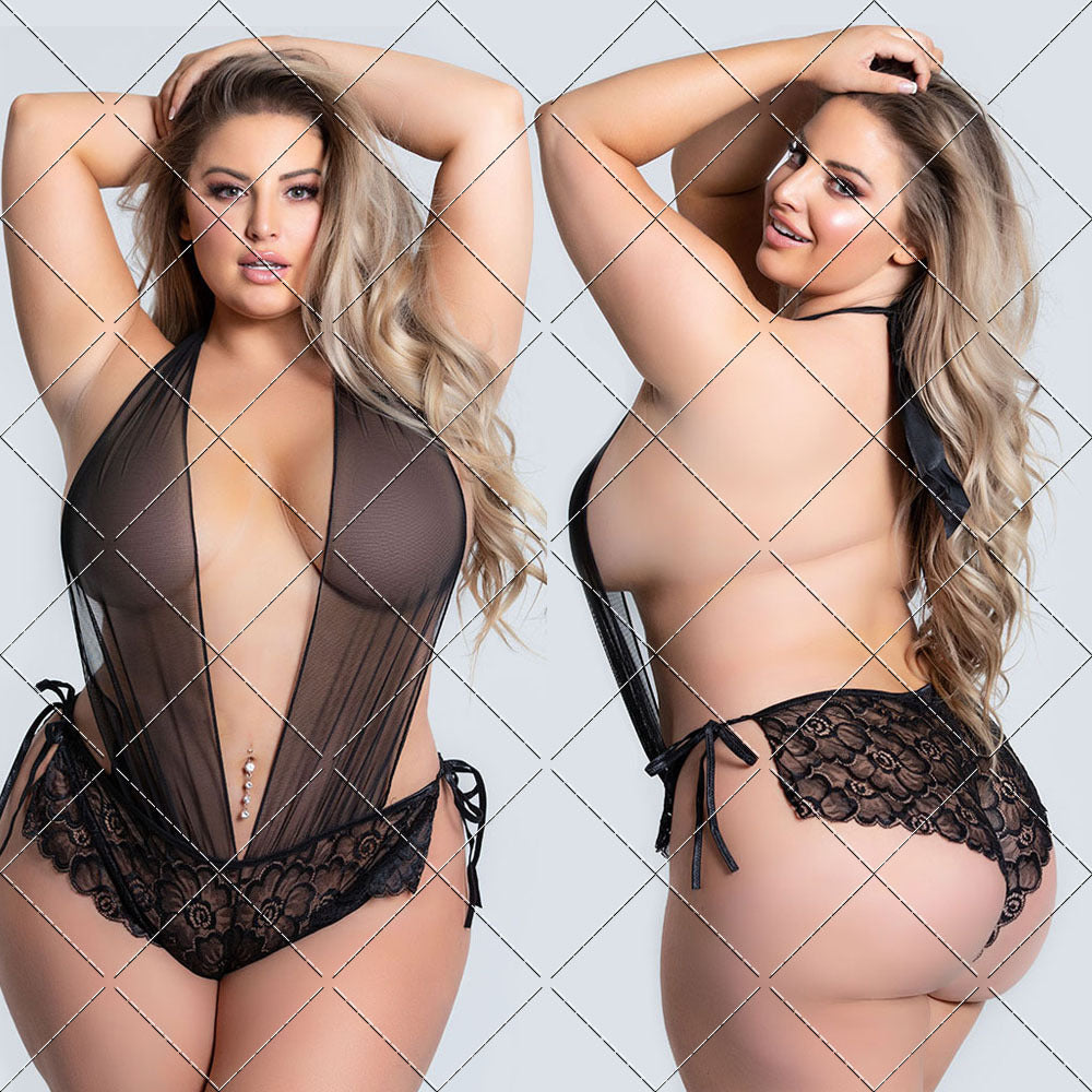 Encantador camisón de una pieza talla grande sexy