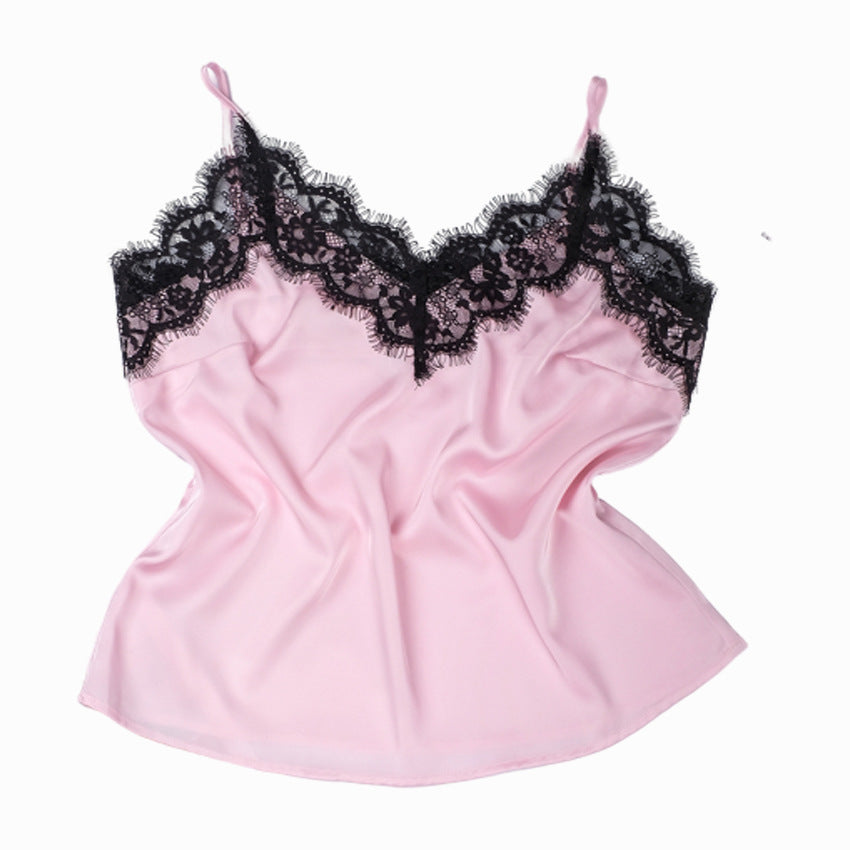 Ropa de dormir de satén de seda fina de verano para mujer