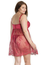 Coquette Diva Baby Doll & G-String - Color: Merlot | Pack Of: 1 | Style: Clothing