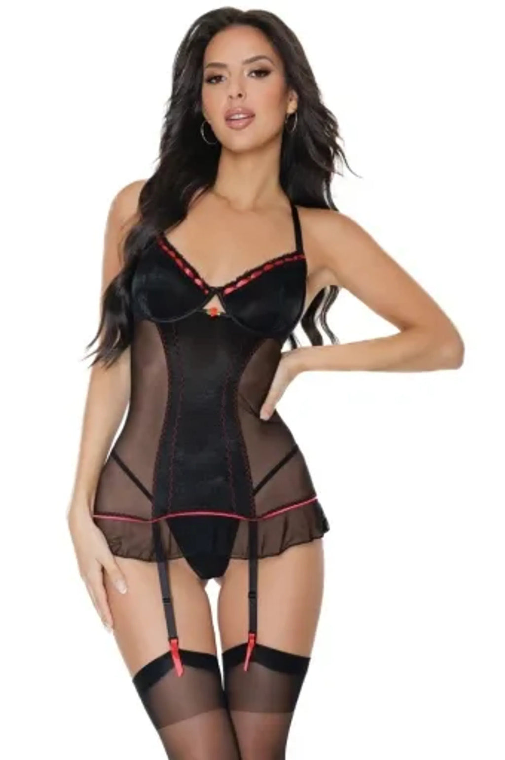 Coquette Chemise - Color: Black | Pack Of: 1 | Style: Clothing