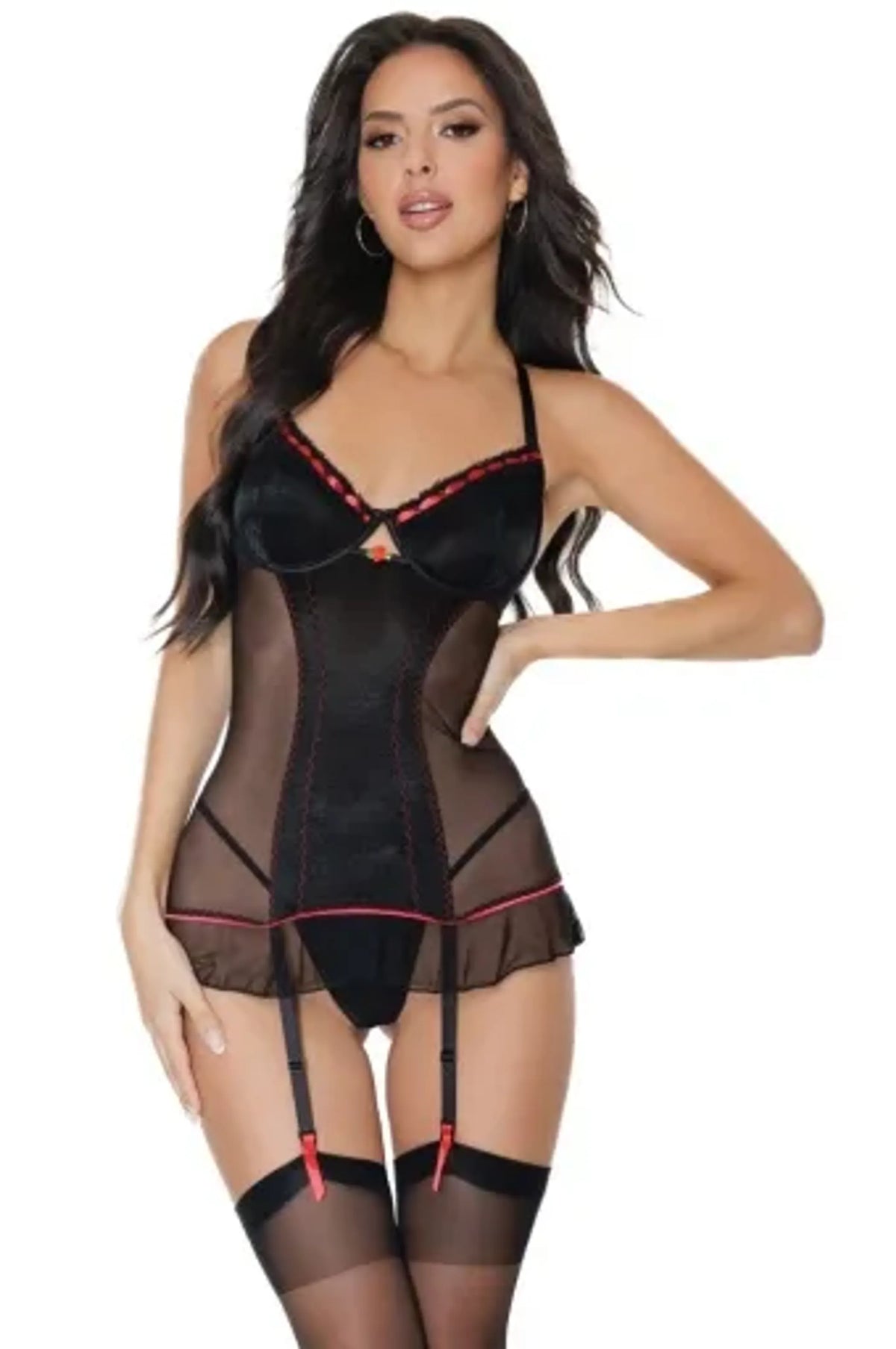 Coquette Chemise - Color: Black | Pack Of: 1 | Style: Clothing
