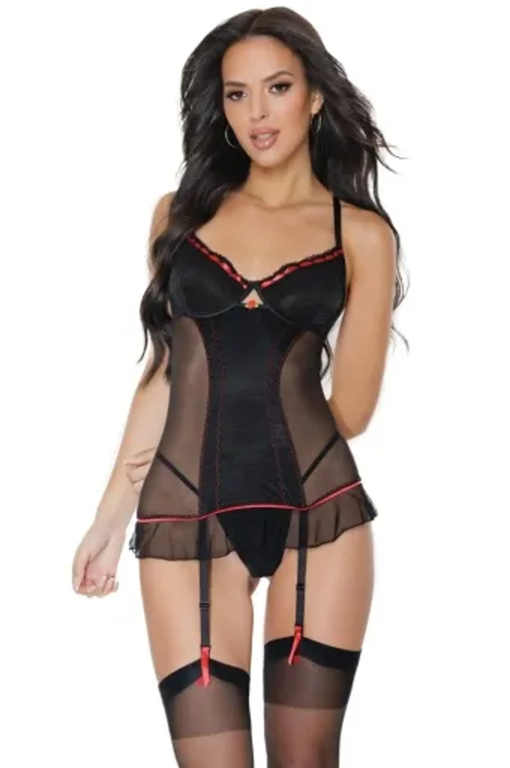 Coquette Chemise - Color: Black | Pack Of: 1 | Style: Clothing