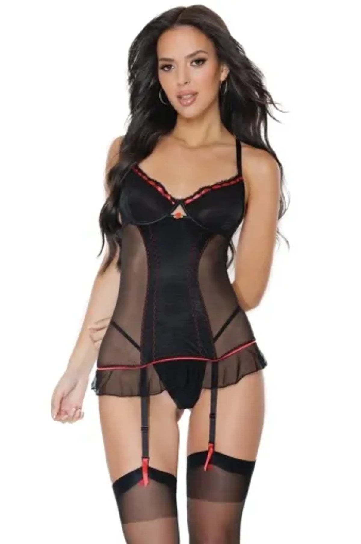 Coquette Chemise - Color: Black | Pack Of: 1 | Style: Clothing