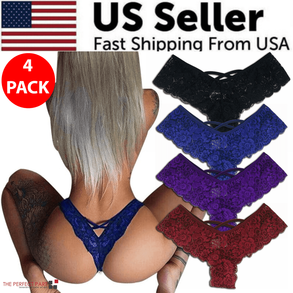 4 Pack Women Sexy Lace Underwear Lingerie Panties G-String Brief Thong - Xweetdreamx Puce GaiaTech AccessoriesPuce GaiaXweetdreamx
