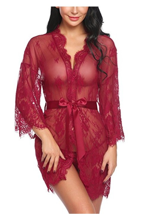 Openwork lace cardigan long-sleeved lingerie