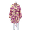 Women's Fashionable Satin Printed Pajamas Loose Lace-up