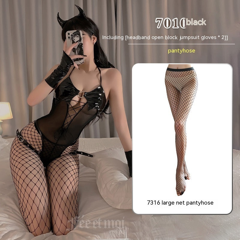 Atuendo de cuero ajustado de Diablita