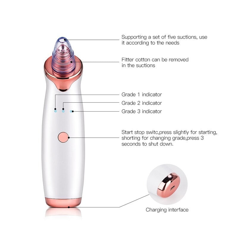 Vacuum Blackhead Remover Pimple Acne Removal Tool Skin Care Pore