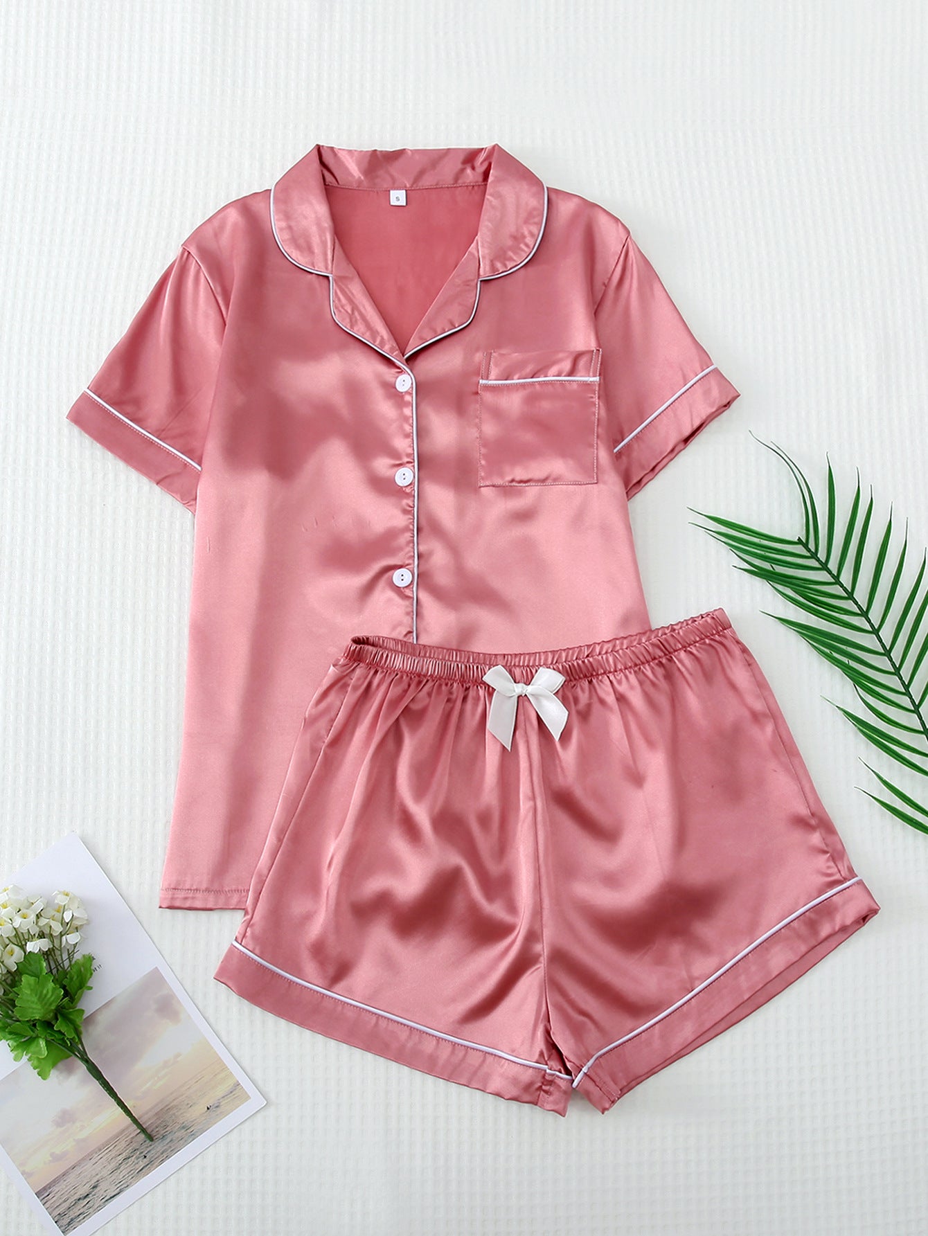 Short Sleeve Home Pajamas Women's Satin Multi-color