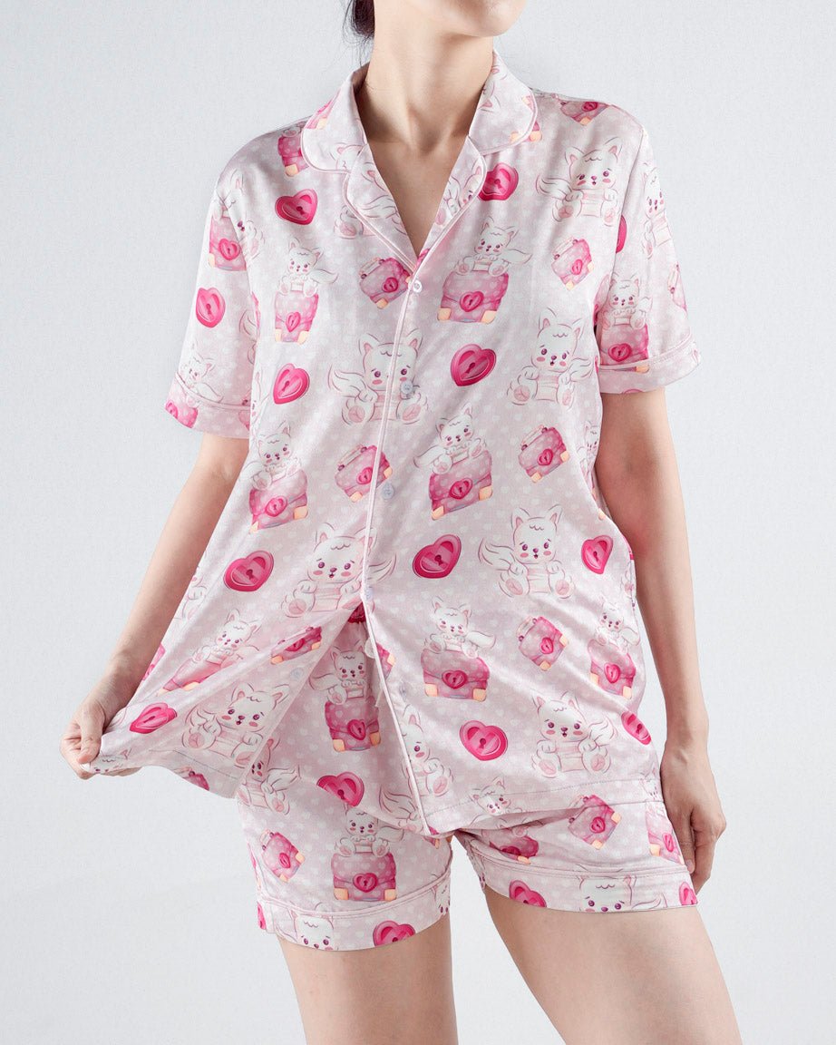 All-over Print Satin Short-Sleeve Pajamas Set (No Pocket) - S - Xweetdreamx Copper OscarMen's ClothingCopper OscarXweetdreamx