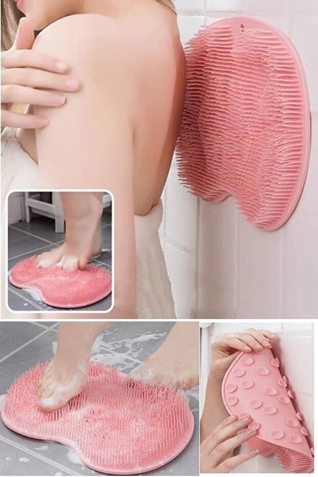 Suction Cup Silicone Bath Brush Foot Massage Pad, Back Scrubber Body W