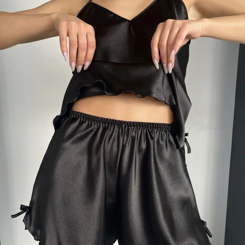Satin Sexy Camisole Shorts Comfortable Soft Pajamas