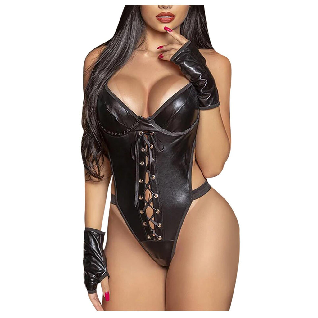 Midnight Temptress Patent Leather Outfit