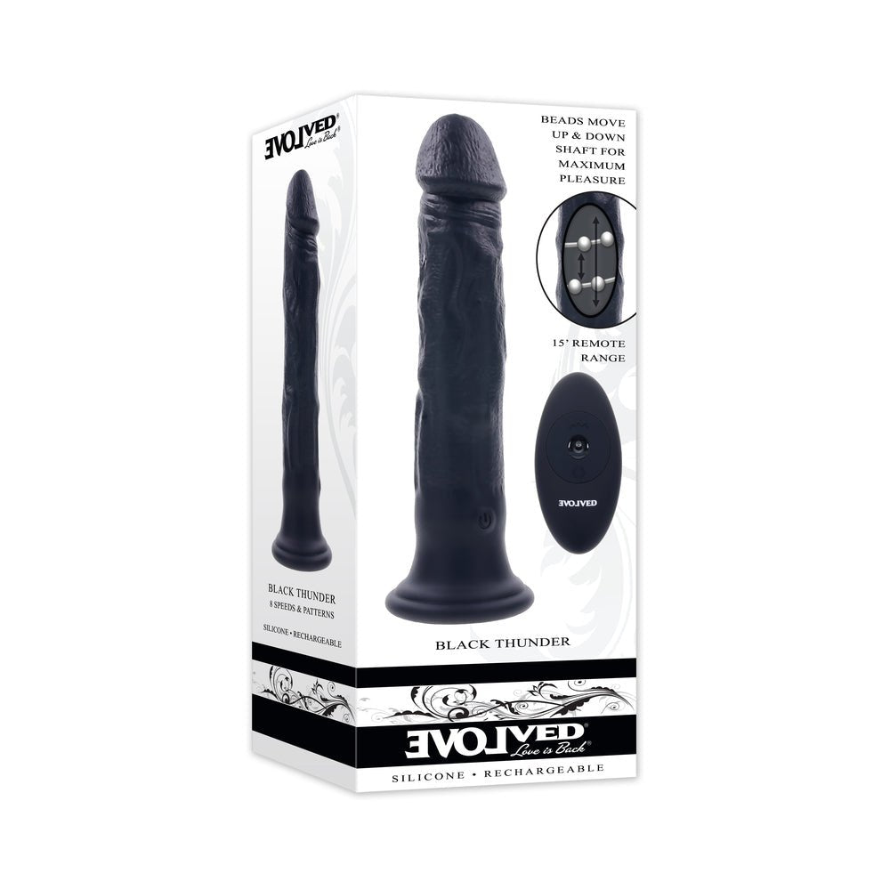 Evolved Black Thunder Vibrating Dildo with Moving Beads and Remote - Xweetdreamx Brown SootyAdultsBrown SootyXweetdreamx