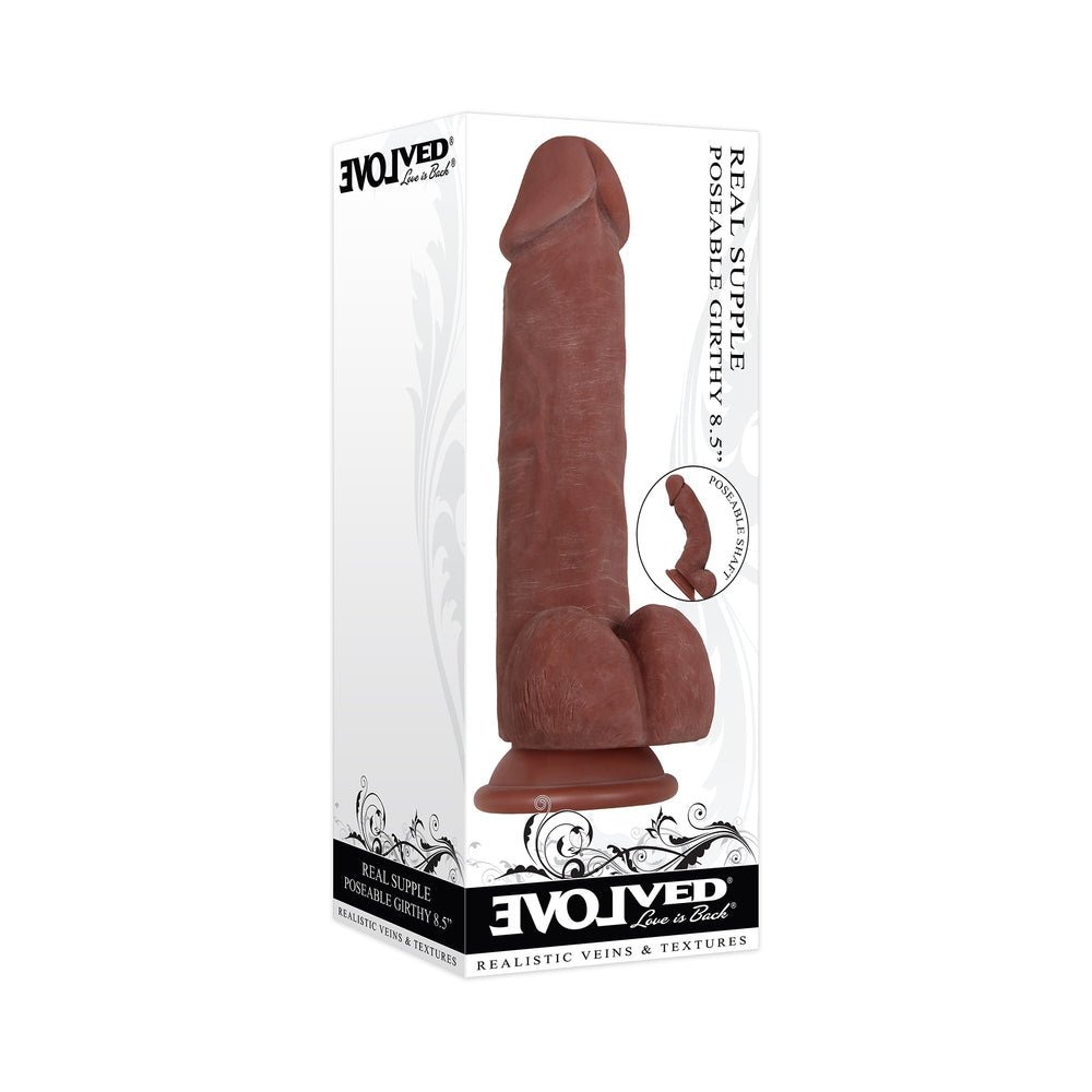 Evolved Real Supple Girthy Poseable 8.5 in. Realistic Dildo With Balls - Xweetdreamx Brown SootyAdultsBrown SootyXweetdreamx