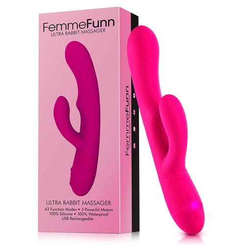 FemmeFunn Ultra Rabbit Rechargeable Silicone Dual Stimulation Vibrator - Xweetdreamx Brown SootyAdultsBrown SootyXweetdreamx