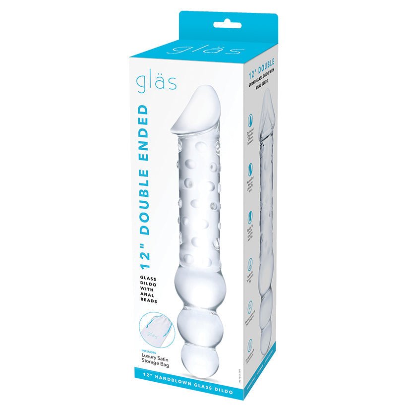 Glas Double Ended Glass Dildo with Anal Beads 12" - Xweetdreamx Brown SootyAdultsBrown SootyXweetdreamx