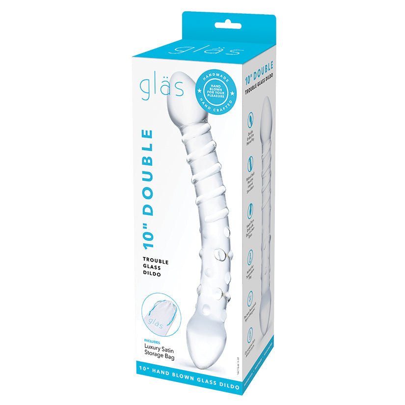 Glas Double Trouble Glass Dildo 10" - Xweetdreamx Brown SootyAdultsBrown SootyXweetdreamx