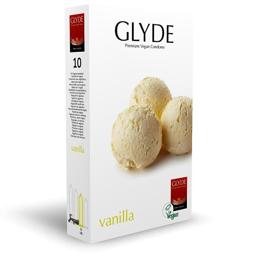 Glyde Ultra Vanilla Flavour Vegan Condoms 10 Pack - Xweetdreamx Maroon CassandraGiftsMaroon CassandraXweetdreamx