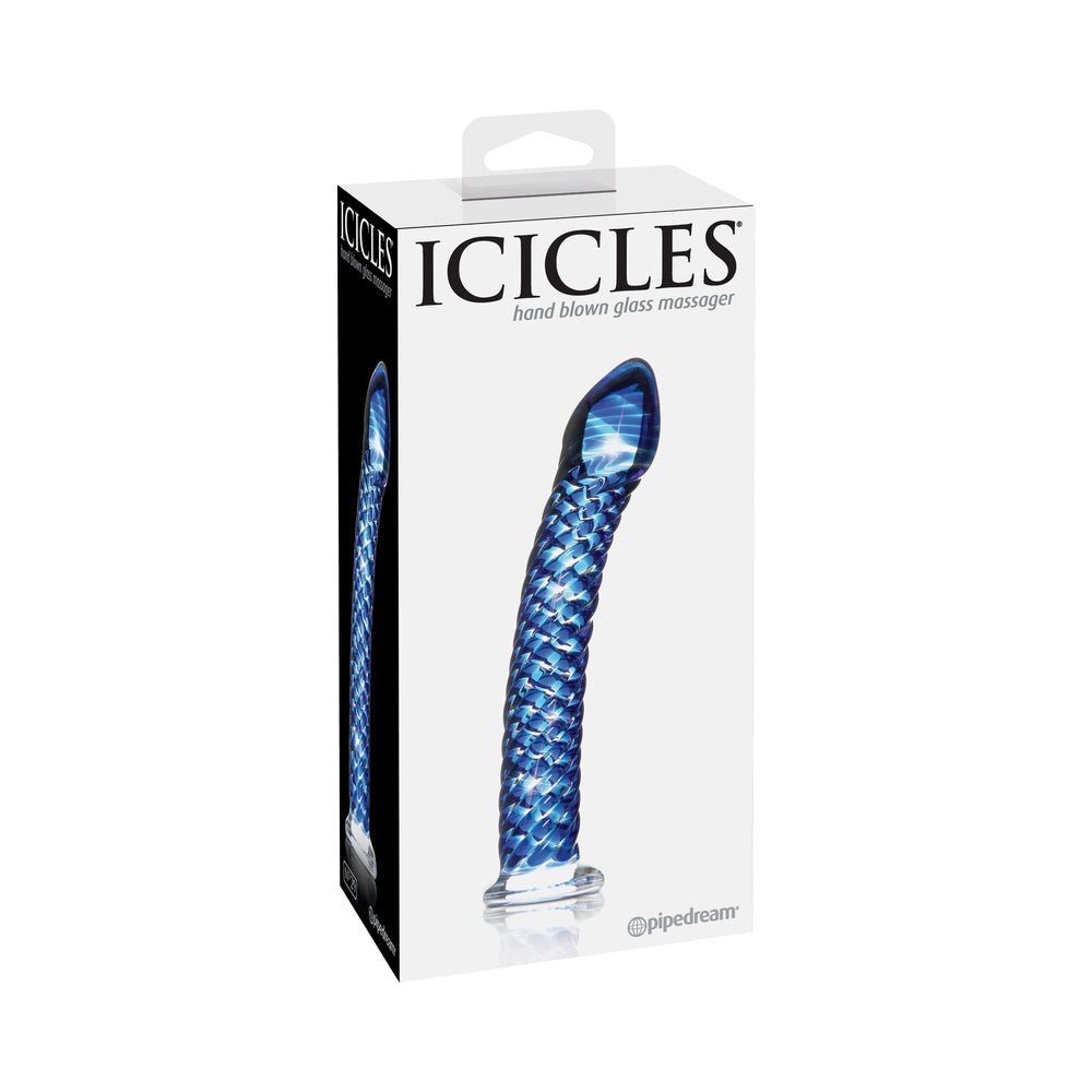 Icicles No. 29 Curved Textured 7.25 in. Glass Dildo Blue - Xweetdreamx Brown SootyAdultsBrown SootyXweetdreamx