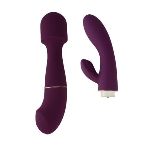 Loving Joy DUA Interchangeable Vibrator with 2 Attachments - Xweetdreamx Maroon CassandraGiftsMaroon CassandraXweetdreamx