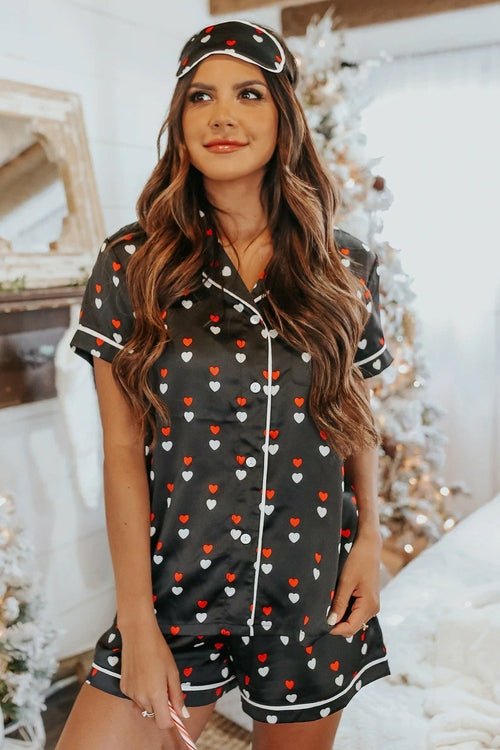 Print Satin Short Sleeve Shirt and Shorts Pajama Set - Xweetdreamx JadeWomen's ClothingJadeXweetdreamx