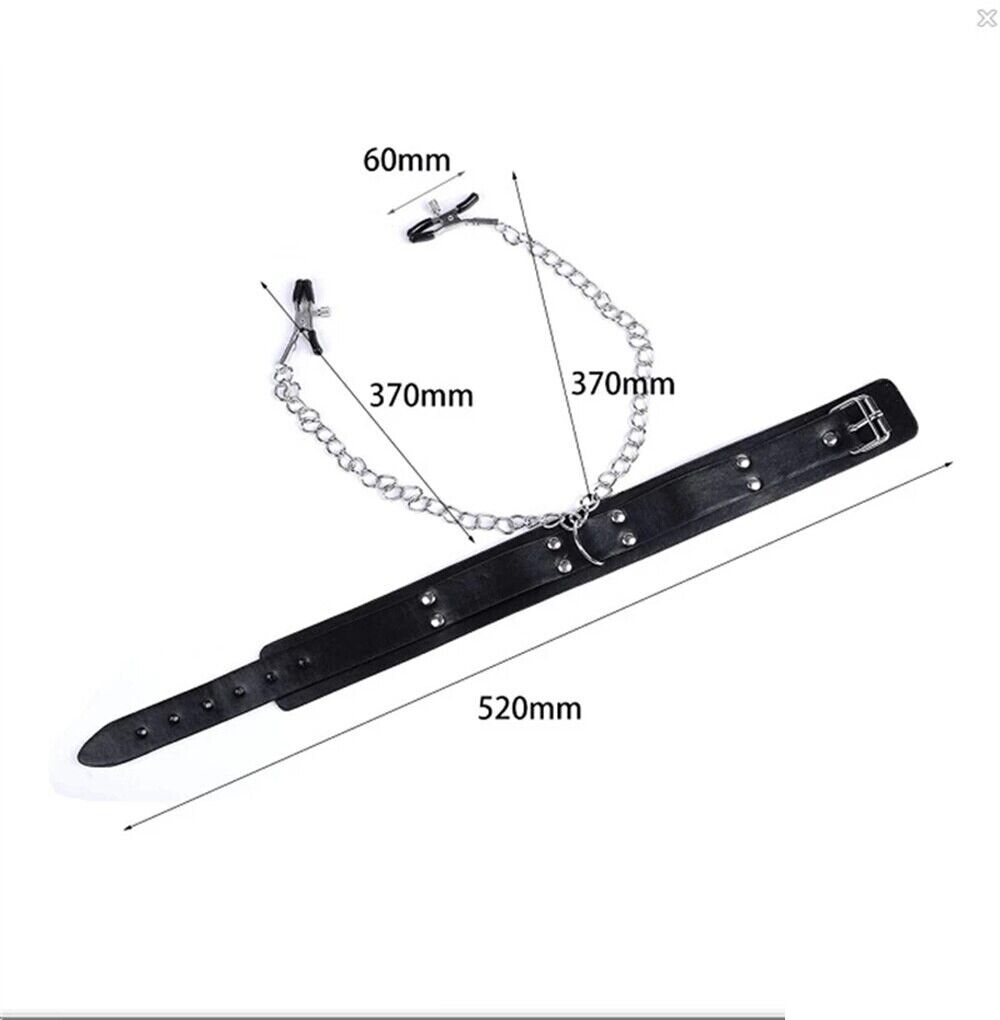 PU Leather Collar With Nipple Clamps SM Bondage Play Sex Toys For - Xweetdreamx Puce GaiaTech AccessoriesPuce GaiaXweetdreamx