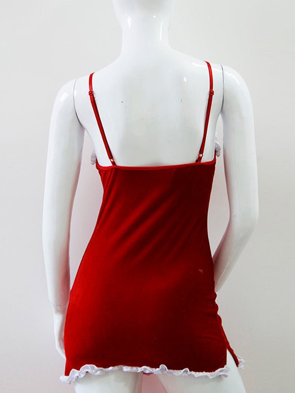 Red Velvet Christmas Lingerie Dress – Sexy Santa Nightwear with Lace - Xweetdreamx White AmphitryonWomen's ClothingWhite AmphitryonXweetdreamx