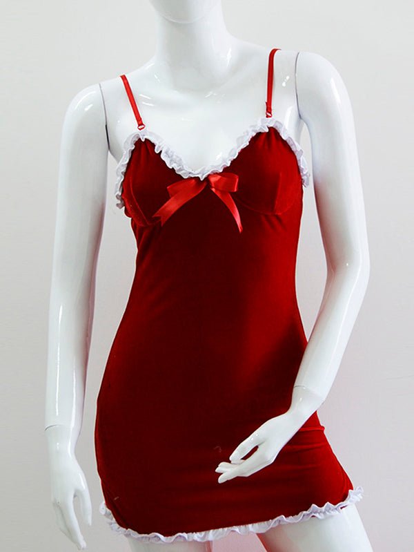 Red Velvet Christmas Lingerie Dress – Sexy Santa Nightwear with Lace - Xweetdreamx White AmphitryonWomen's ClothingWhite AmphitryonXweetdreamx