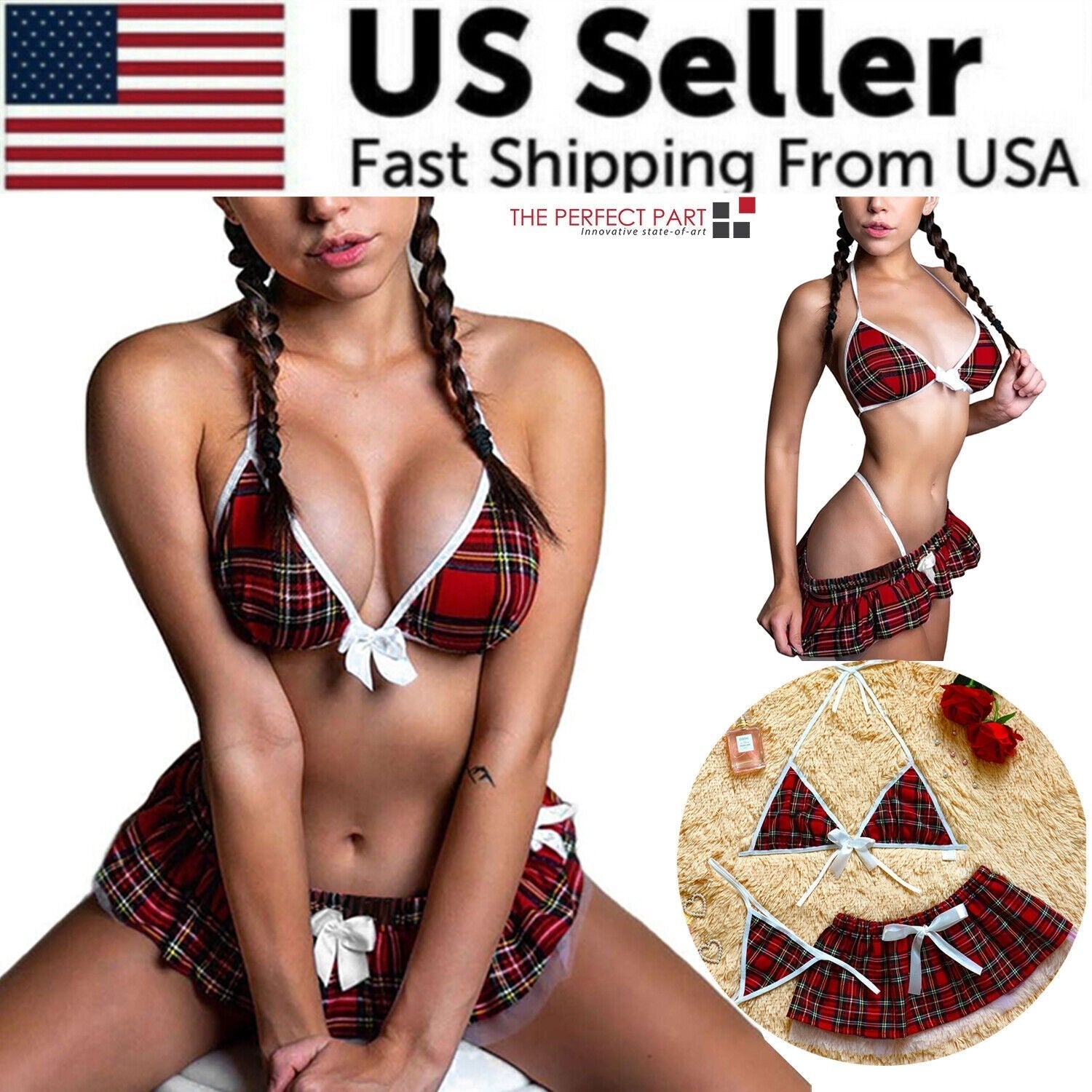 Sexy Lingerie School Girl Sleepwear Dress Nightwear Underwear Babydoll - Xweetdreamx Puce GaiaTech AccessoriesPuce GaiaXweetdreamx