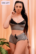 "SWEET TING" Heather Grey & Black Lace Two-Piece Sleepwear - Xweetdreamx Pink HyperionWomen's ClothingPink HyperionXweetdreamx
