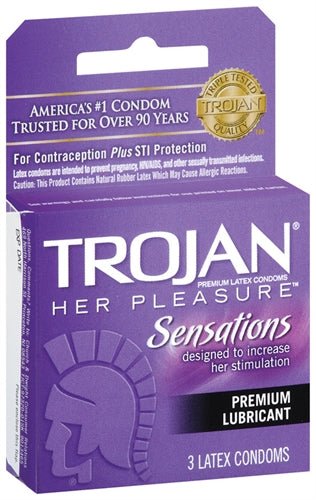 Trojan Her Pleasure Sensations Lubricated Condoms - 3 Pack - Xweetdreamx Viridian LetoAccessoriesViridian LetoXweetdreamx