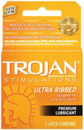 Trojan Stimulations Ultra Ribbed Lubricated Condoms - 3 Pack - Xweetdreamx Viridian LetoAccessoriesViridian LetoXweetdreamx