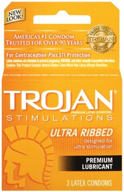 Trojan Stimulations Ultra Ribbed Lubricated Condoms - 3 Pack - Xweetdreamx Viridian LetoAccessoriesViridian LetoXweetdreamx
