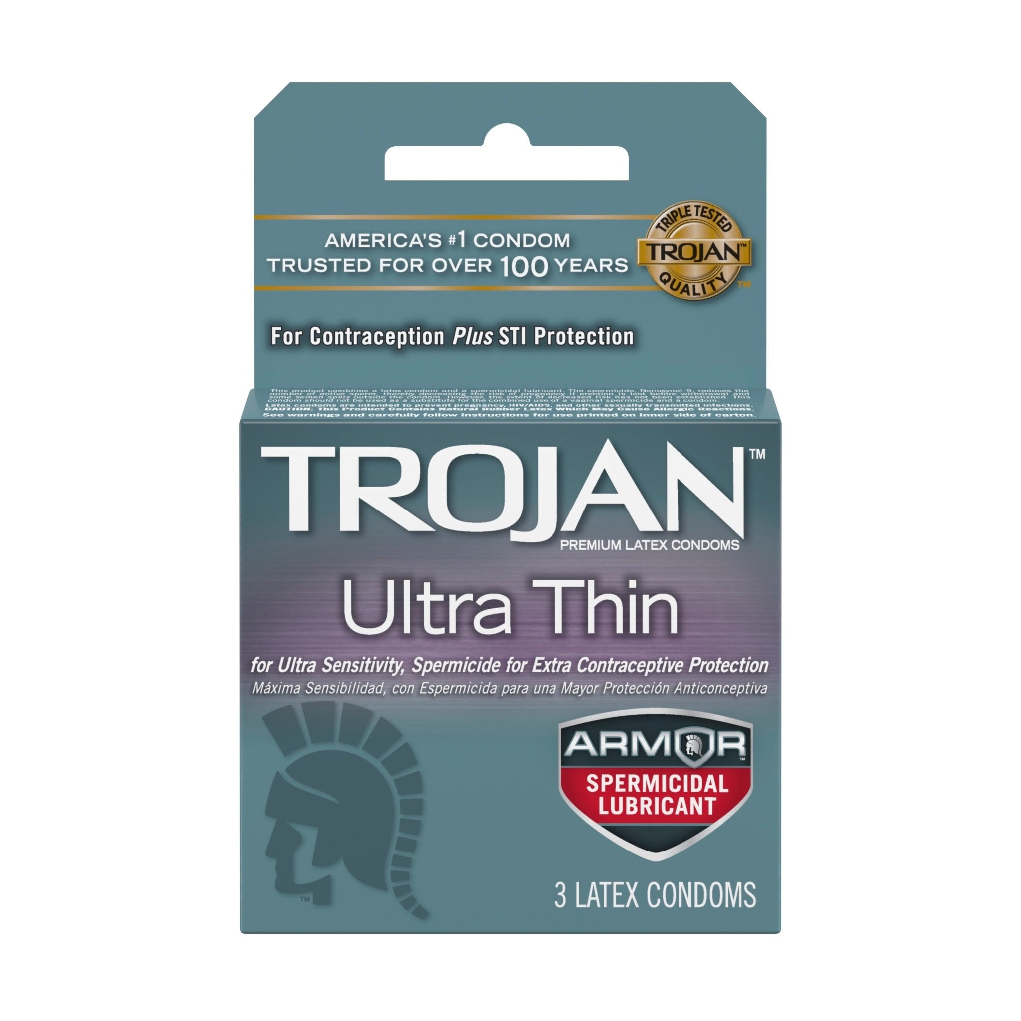 Trojan Ultra Thin Armor Spermicidal Condoms - 3 Pack - Xweetdreamx Viridian LetoAccessoriesViridian LetoXweetdreamx