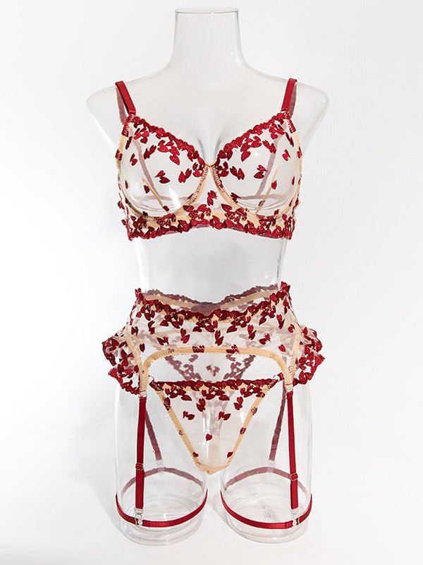 Women Sexy Lace Bra & Garter Set Lingerie | Floral Embroidered Push-Up - Xweetdreamx White AmphitryonWomen's ClothingWhite AmphitryonXweetdreamx